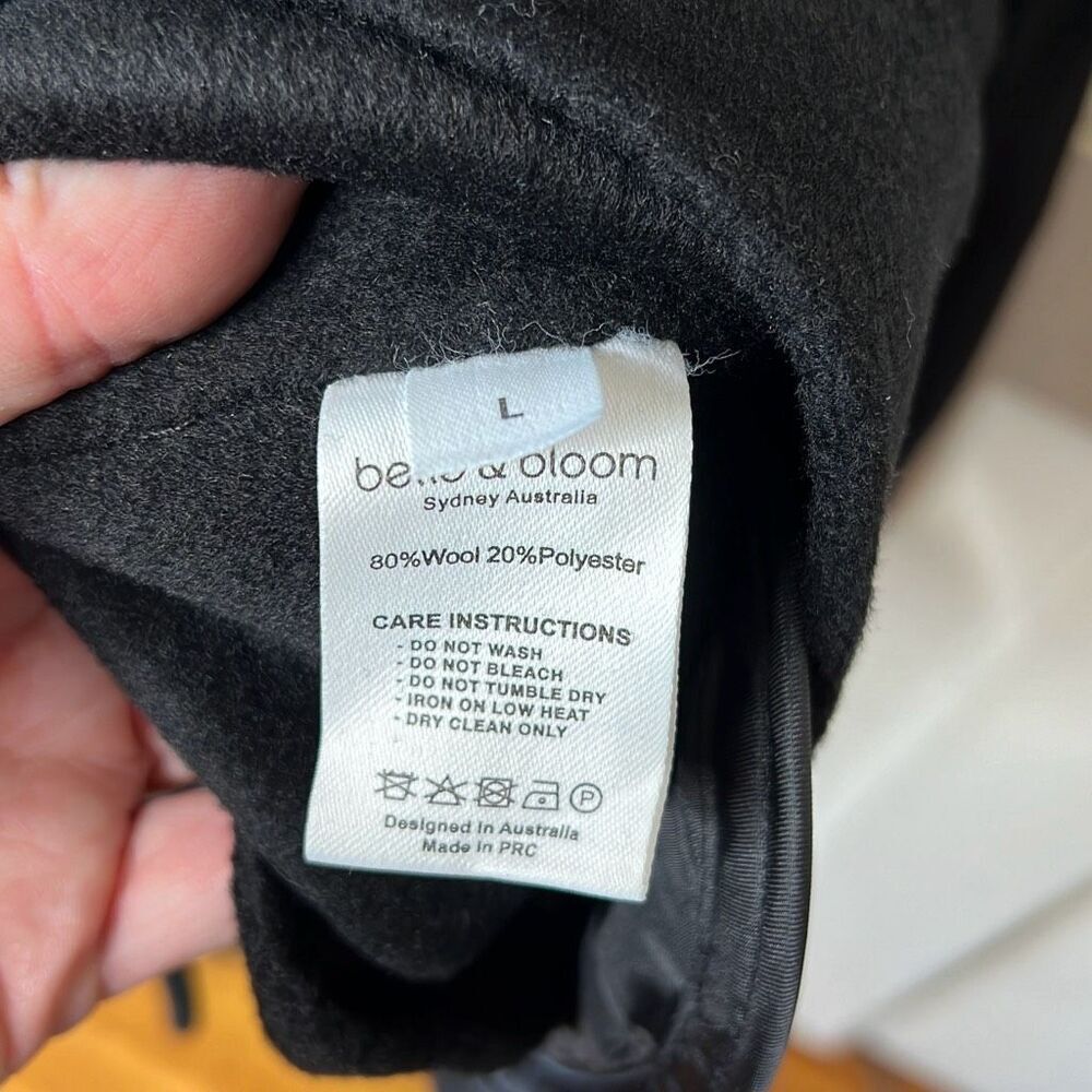 Belle & Bloom I'm Yours Wool Blend Peacoat Black Nwot Size Large - Picture 5 of 9